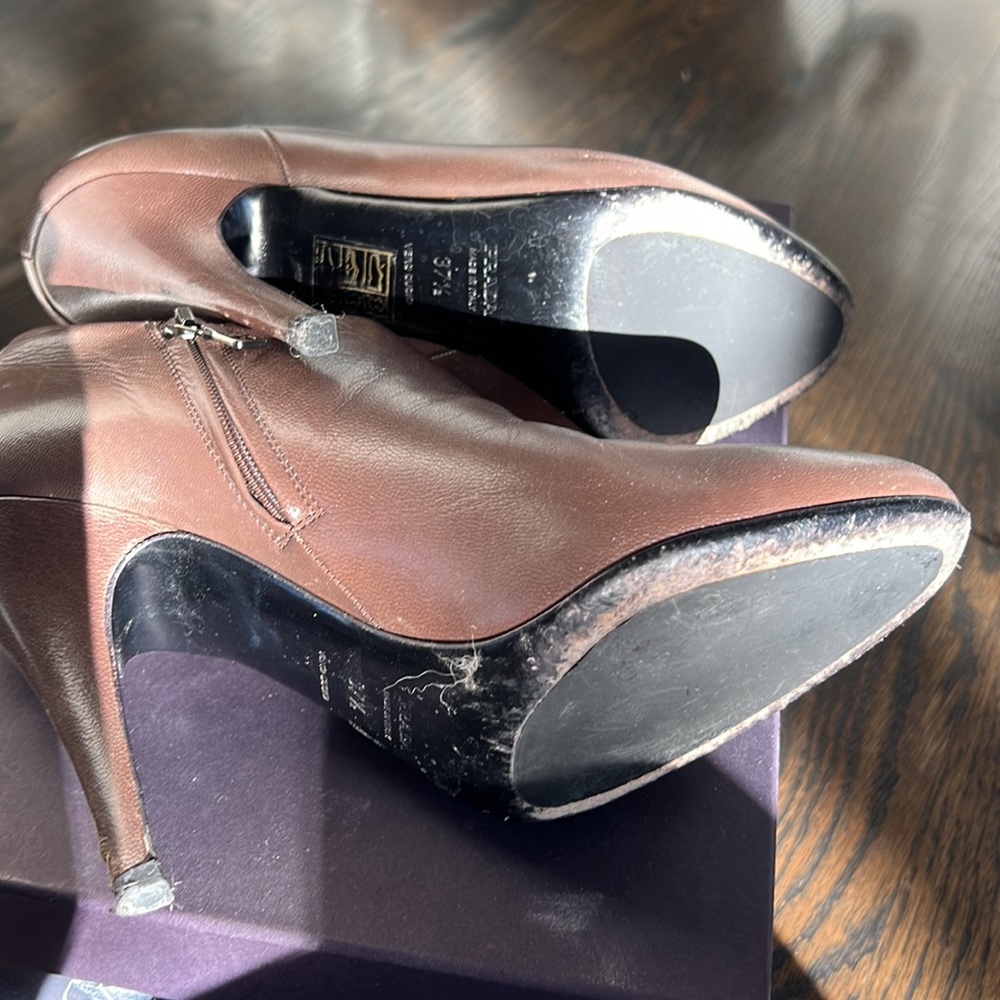 Prada Calzature Donna Mordore Bootie Heels, Cafe color size 37.5 EU - Picture 7 of 8